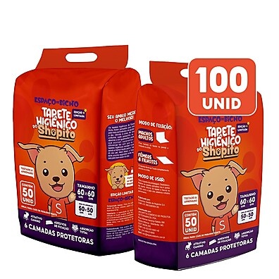 Tapete Higiênico Pet: 100 Unidades Shopito