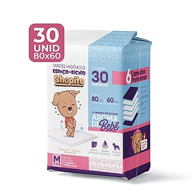 Tapete Higiênico Shopito Aroma de Bebê – 30 Unidades