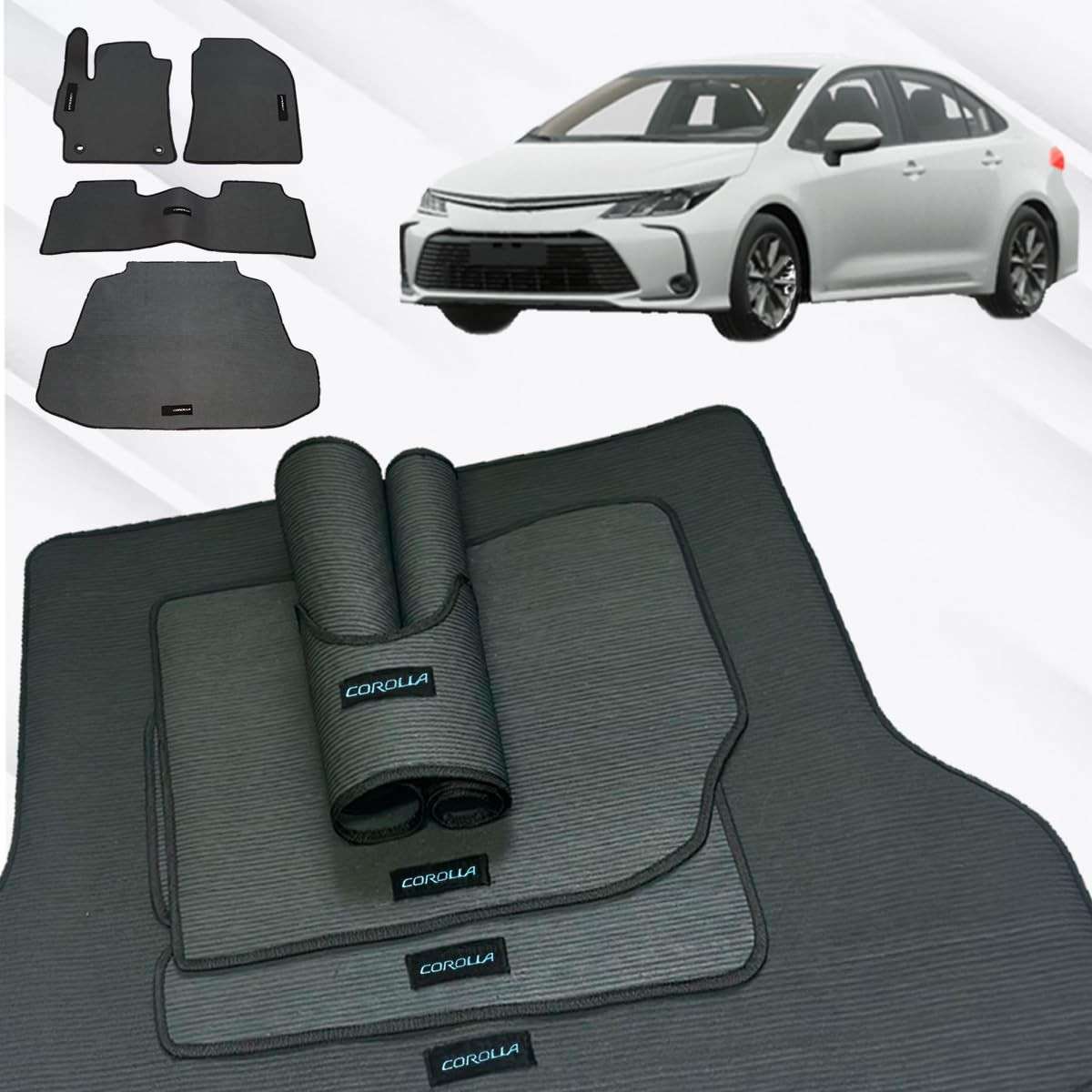 Tapete de Borracha Premium para Toyota Corolla 2020-2025: Proteção Total Traseira e Porta-Malas