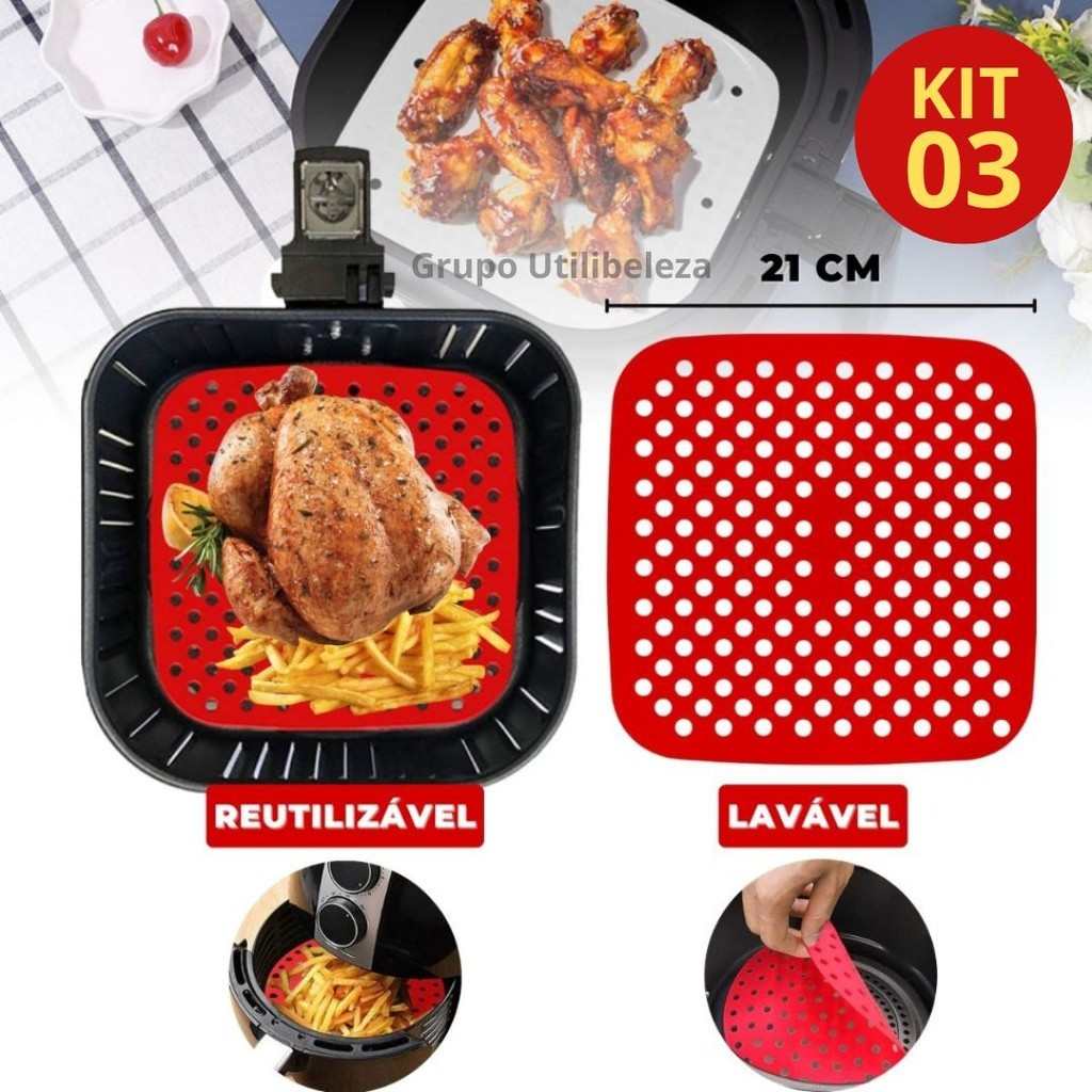 Tapete Silicone Air Fryer: Cozinhe Sem Sujeira!