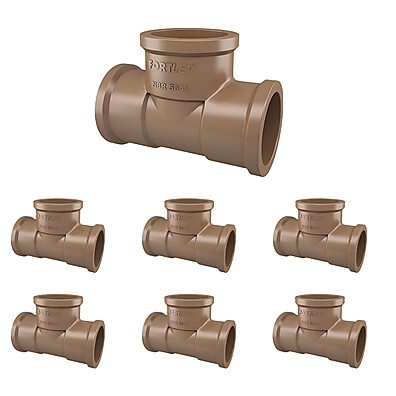 Tê Soldável 25mm Marrom Fortlev: 50 Unidades para Sistemas Hidráulicos