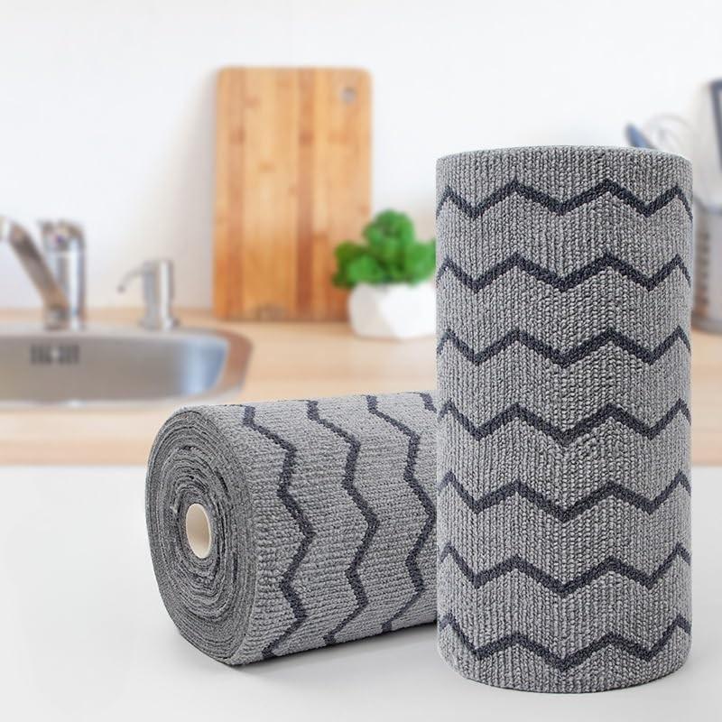 Rolo de Pano de Limpeza Lazy Tearable - Microfibra Reutilizável Multiuso (20 Peças) Cinza