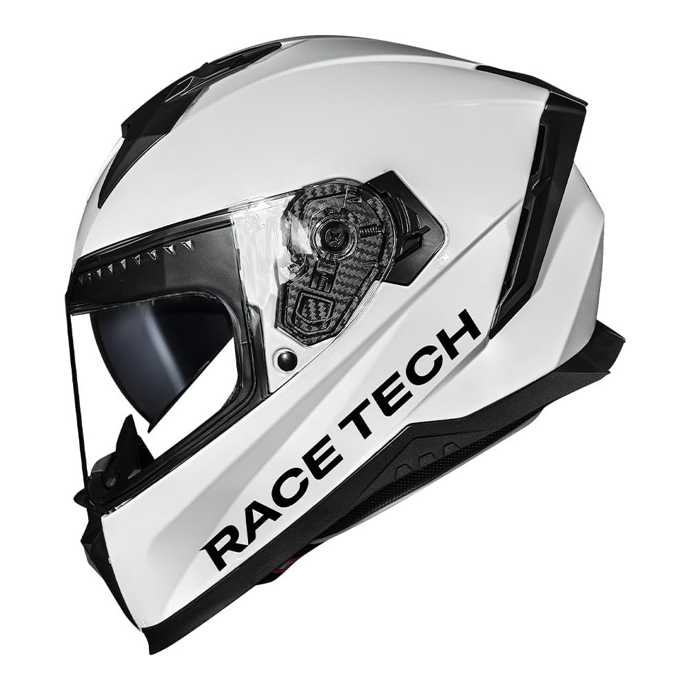 Capacete Race Tech Volt Monocolor Branco Brilhante com Óculos Interno - Segurança e Estilo