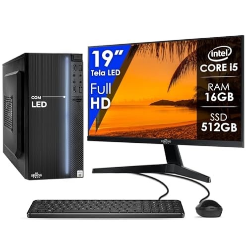 Computador Completo Intel Core i5 16GB SSD 512GB Monitor 19" Pc Hdmi Teclado e Mouse Strong Tech