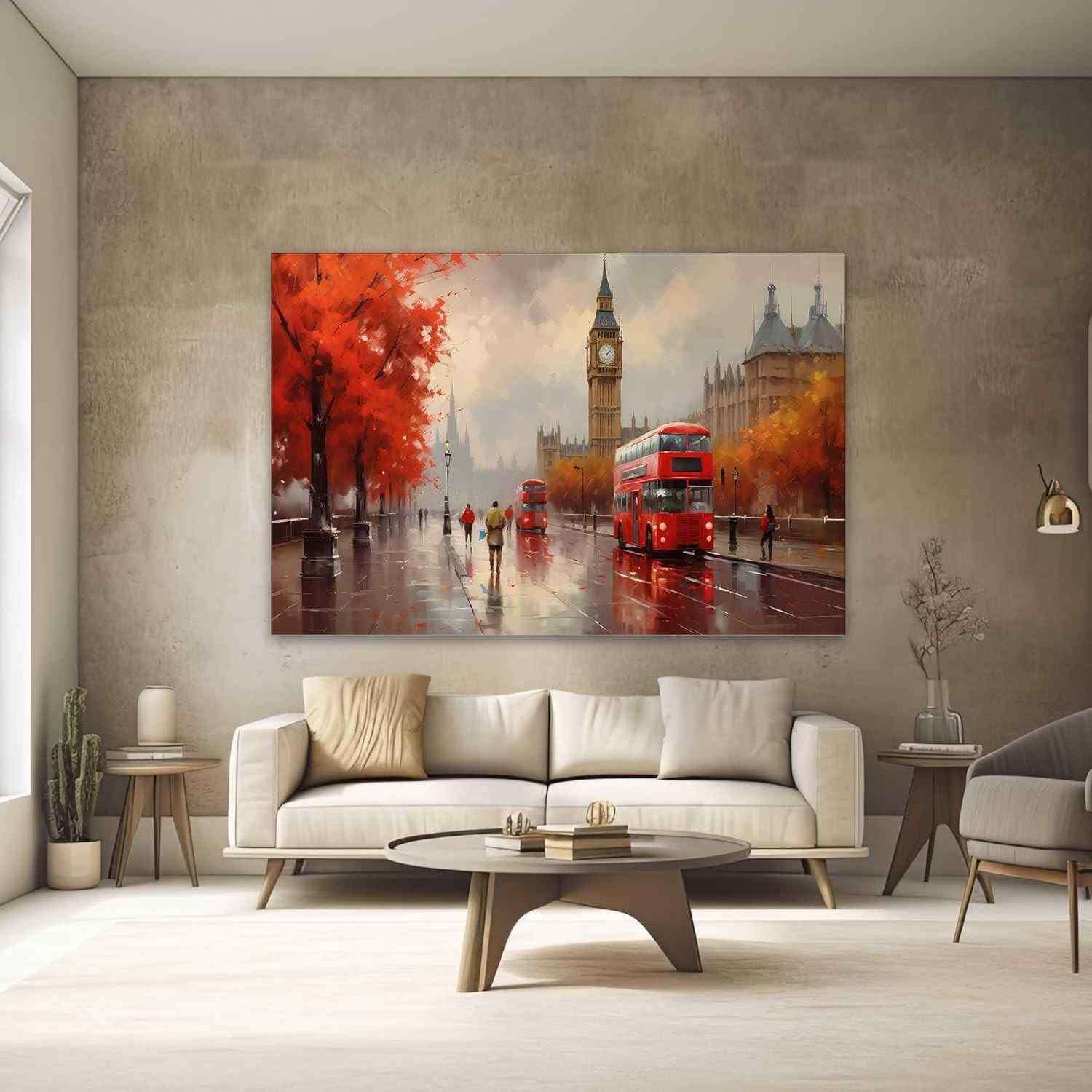 Quadro Decorativo Londres 130x90cm - Arte Moderna em Tecido para Quarto e Sala