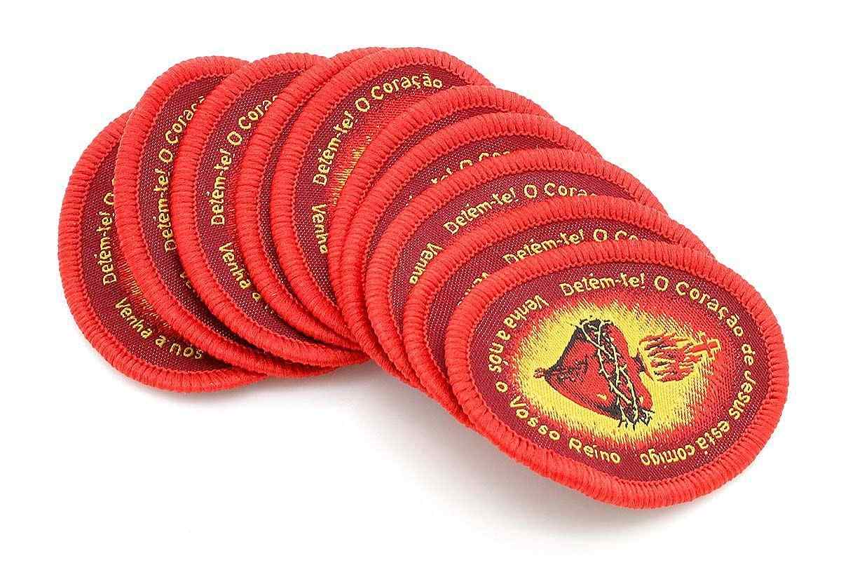 Escudo da Fé em Tecido Sagrado com Imagem do Sagrado Coração de Jesus - Proteção Espiritual com Estampa de Santa Margarida Alacoque