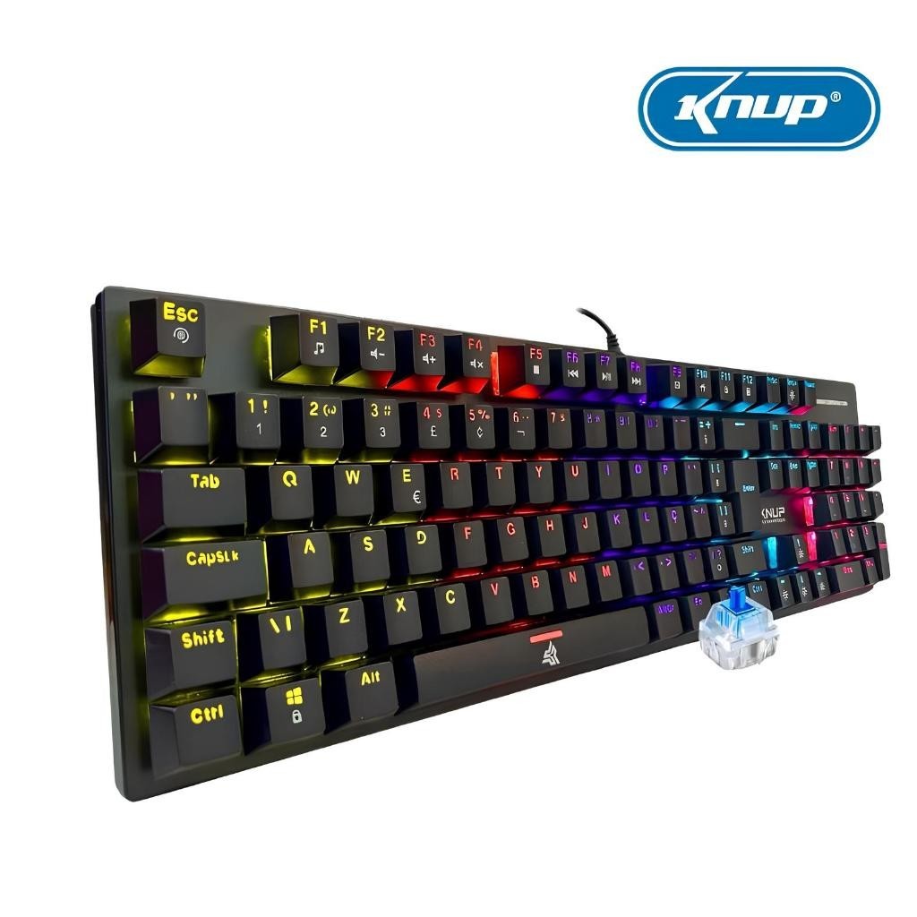 Teclado Gamer Mecânico Knup: RGB, Blue Switch e ABNT2