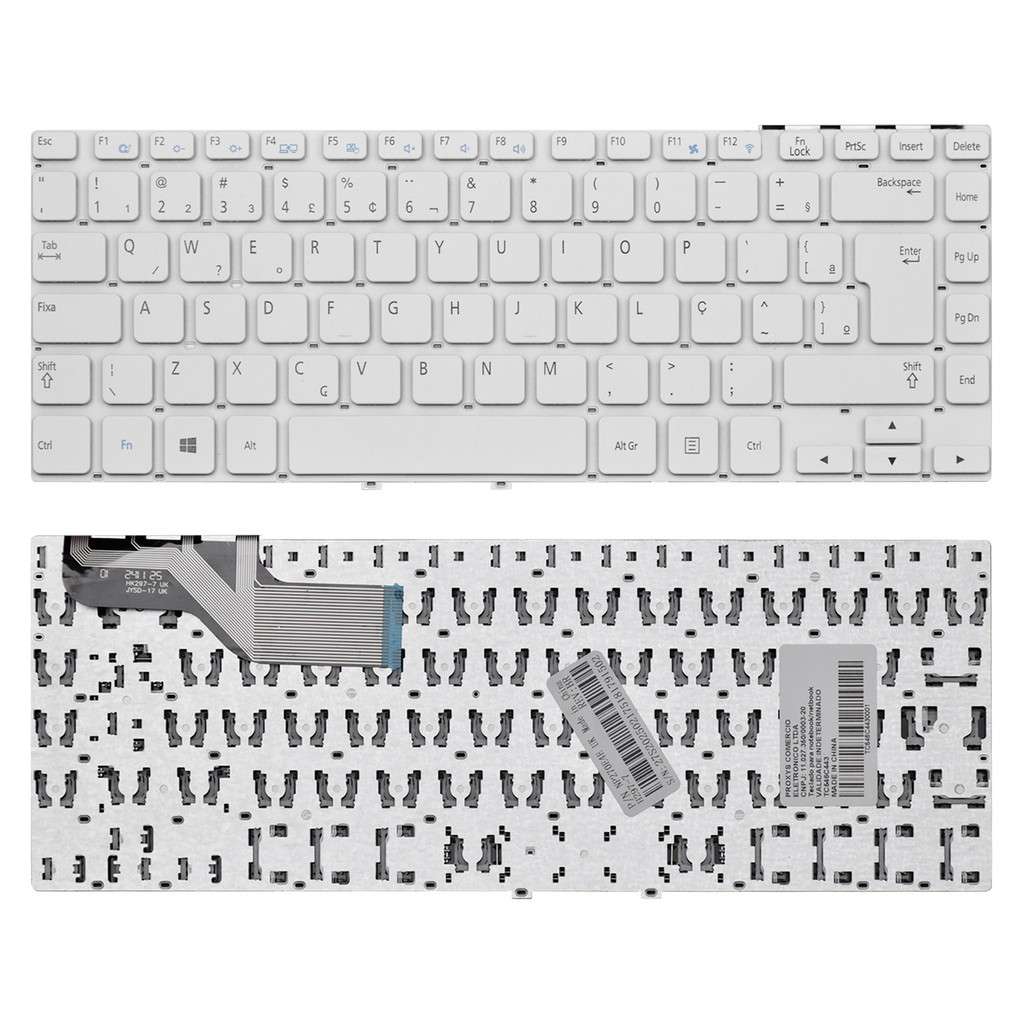Teclado Samsung NP270E4E: ABNT2 Branco - Substituição Perfeita