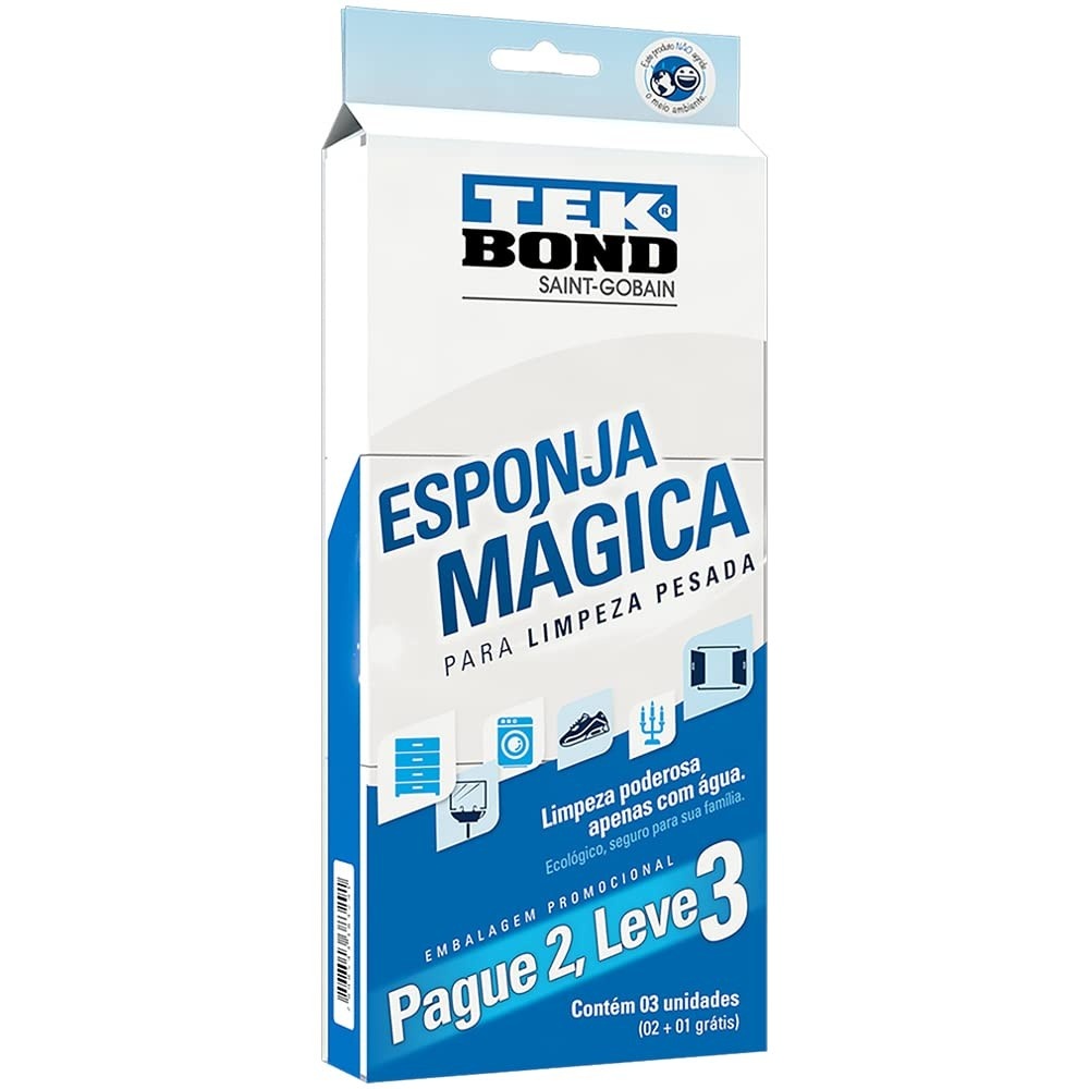 Esponja Mágica Tekbond - Limpeza Profunda com Água, Ecológica e Sem Resíduos