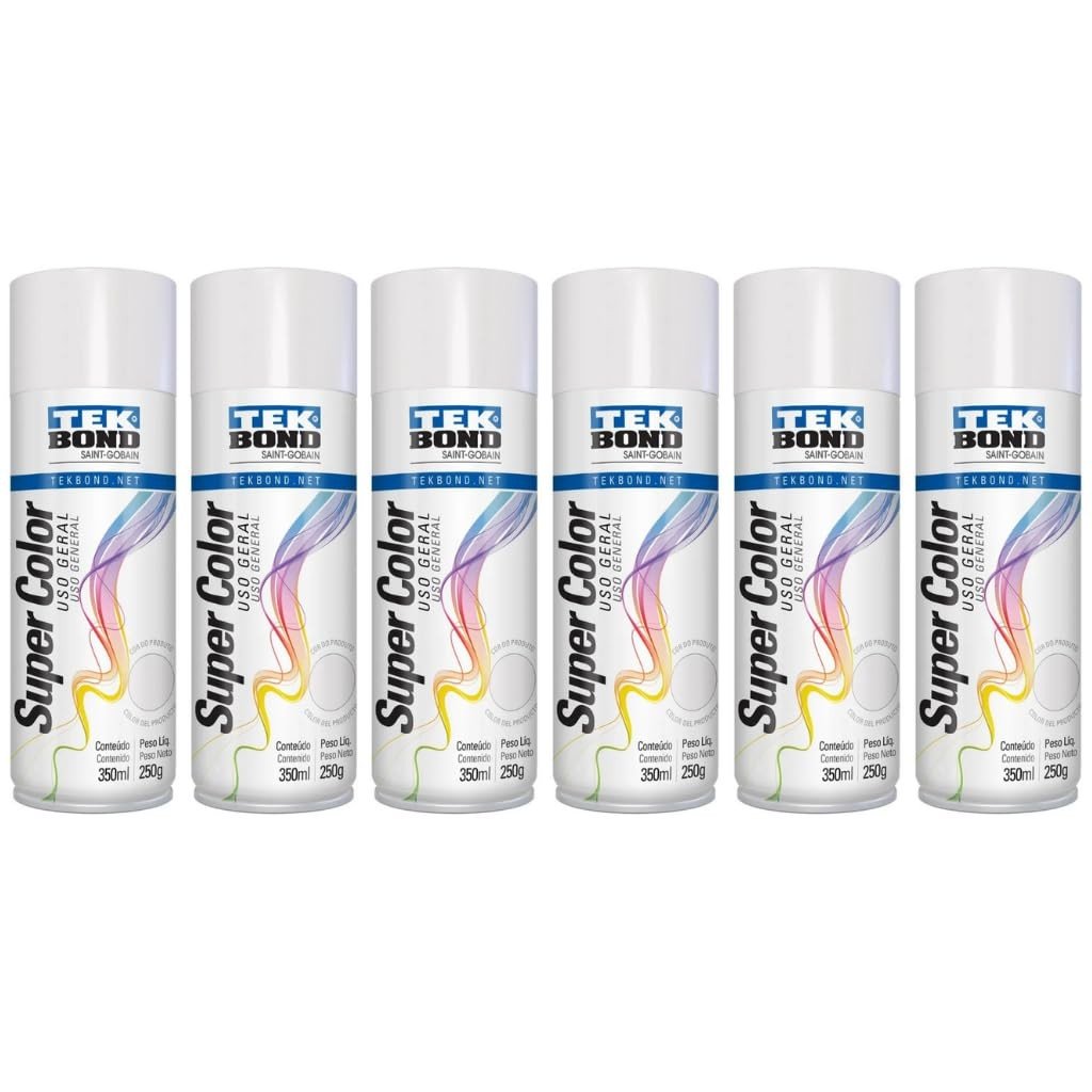 Kit 6 Tintas Spray Gelo TekBond - Acabamento Profissional para Madeira, Metal e Artesanato