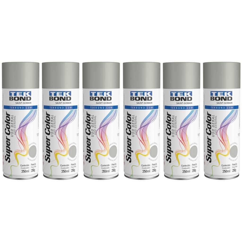 Kit 6 Tintas Spray Alumínio TekBond - Acabamento Profissional para Metais e Madeira