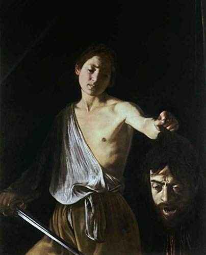 Davi com a Cabeça de Golias (1600) de Caravaggio - Tela Canvas 30x37 - Arte de Museu para Decoração