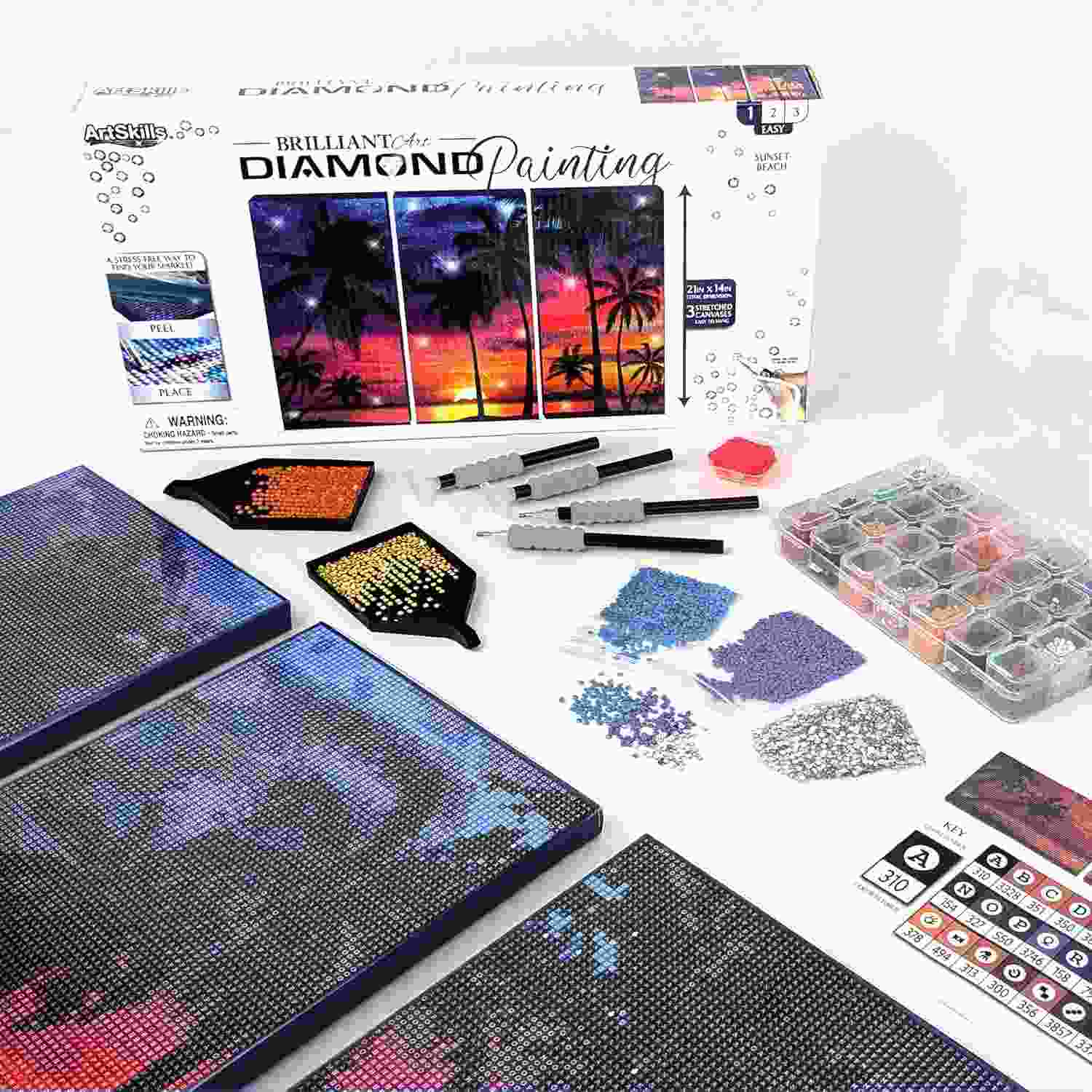 Kit de Pintura com Diamantes em Tela Esticada - Arte 3D com Estoque e Acessórios