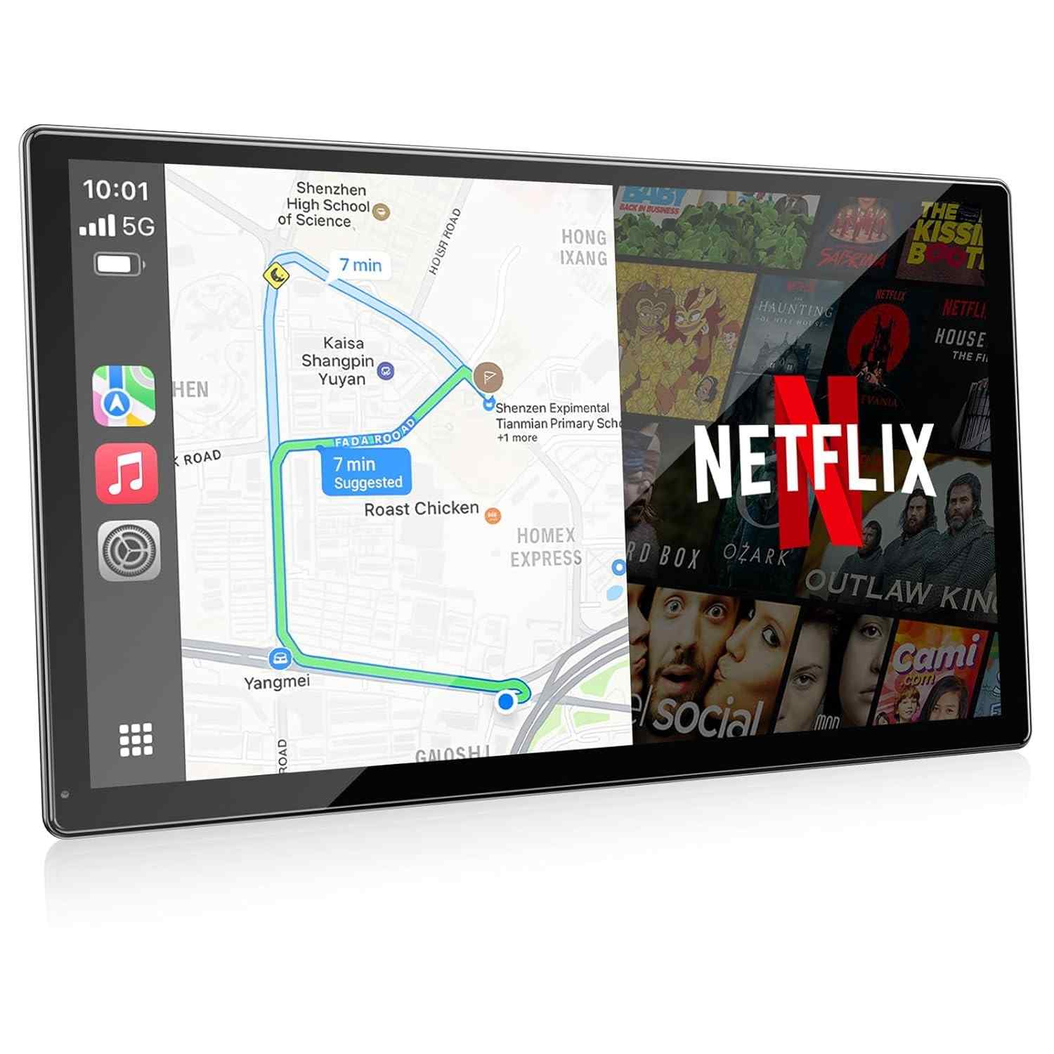 Tela Carplay 23cm Volam: Netflix, YouTube, Câmera 1080p e Android Auto Sem Fio