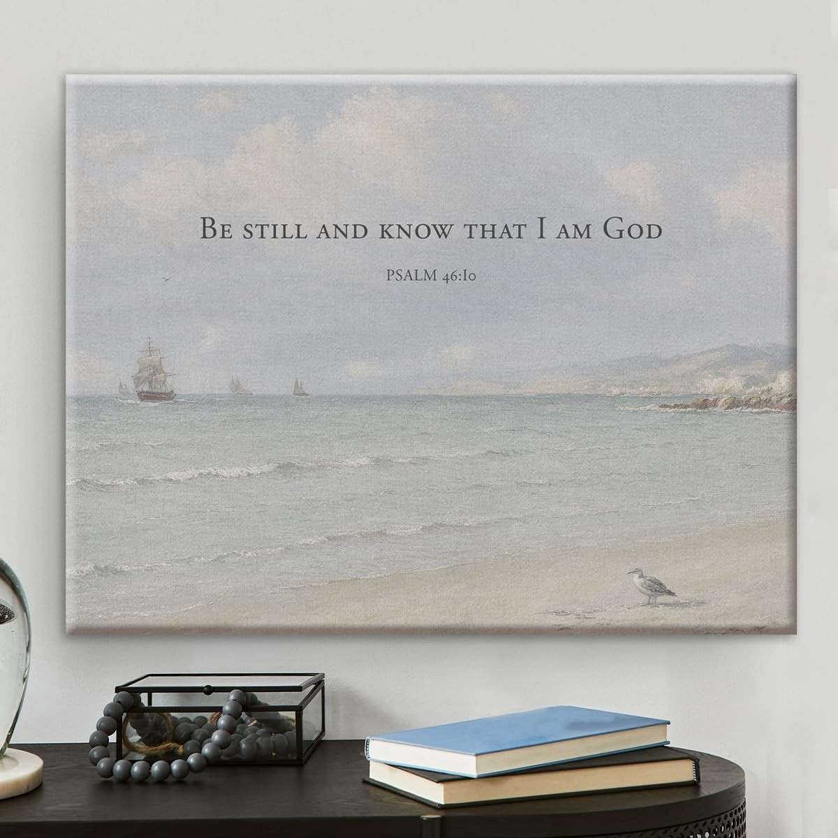 Arte de Parede Cristã com Versículo Bíblico 'Be Still and Know' - Pôster Decorativo em Tela 20x25cm