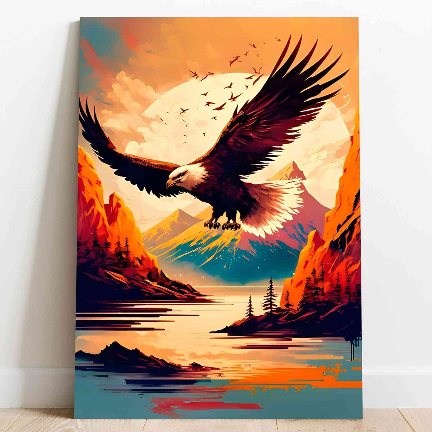 Tela Quadro Borda Infinita Águia Velho Oeste 100x60cm - Decoração Moderna com Estilo