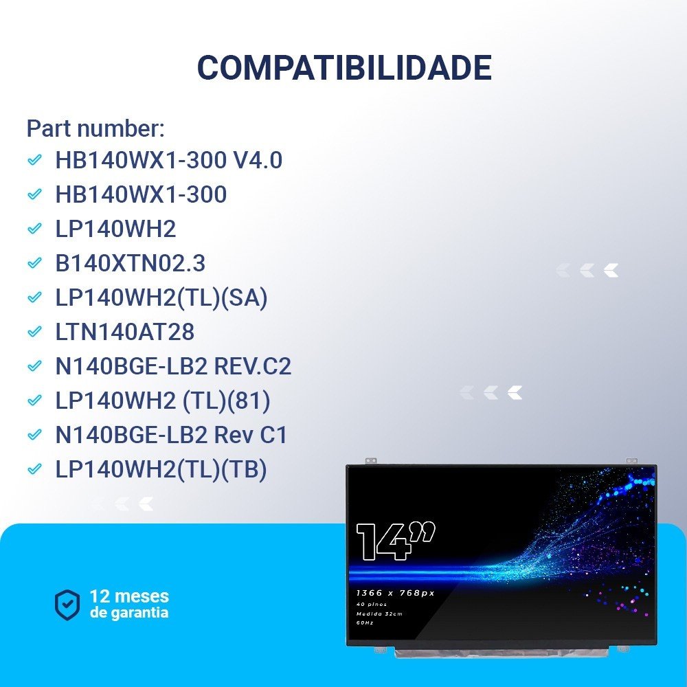 Tela Notebook 14" LED: Substitua e Economize!