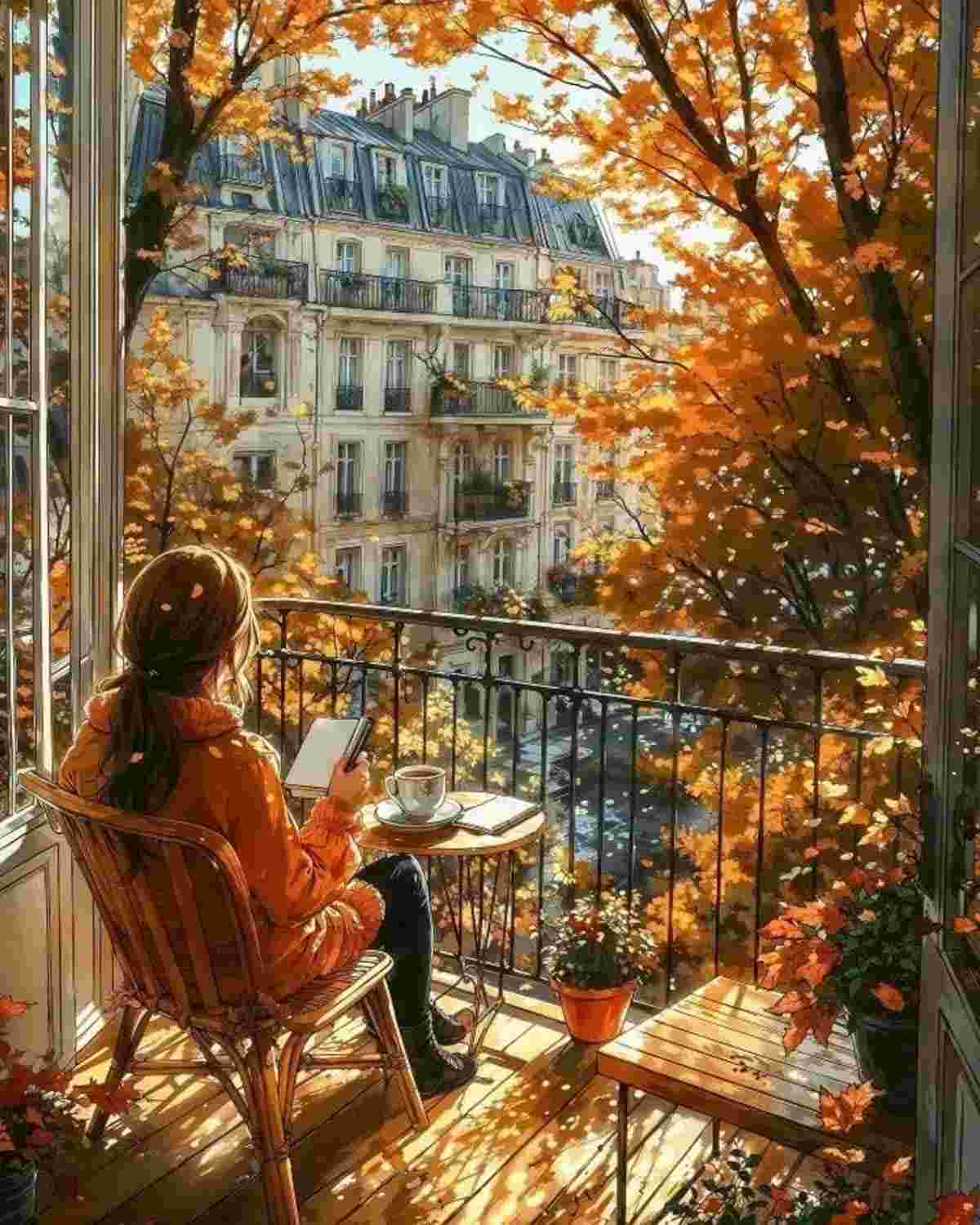 Kit de Pintura por Números Paris Outono - Tela 40x50cm para Iniciantes - Artesanato Acrílico Relaxante