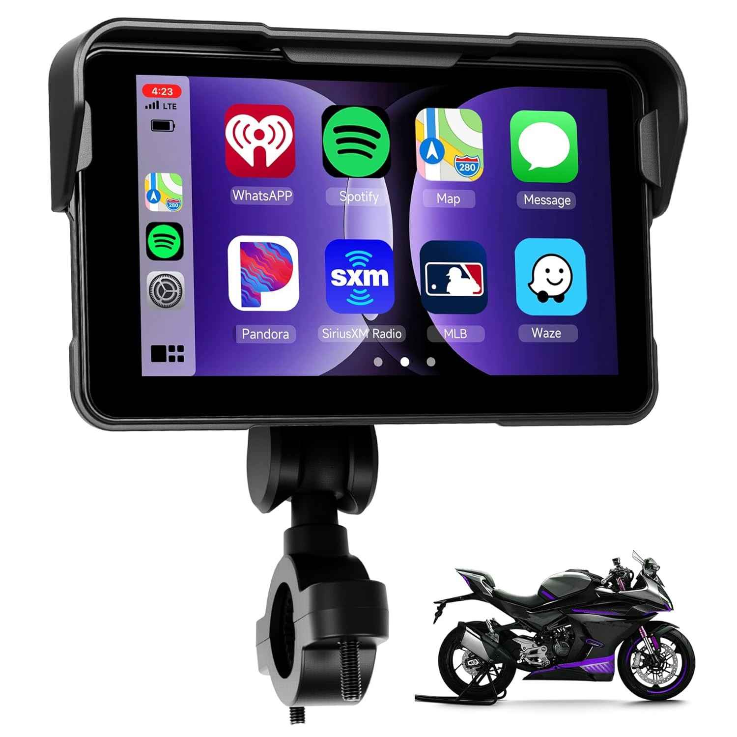 Tela Inteligente Rimoody 12cm para Moto: CarPlay Sem Fio, GPS e Mais!