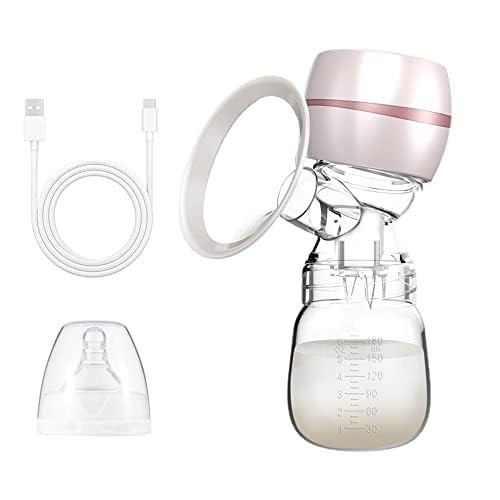Bomba Tira-Leite Elétrica Portátil com Tela LED, 3 Modos, 9 Níveis de Sucção, Silenciosa, Mãos Livres, Recarregável via USB, Livre de BPA, Rosa Bebê