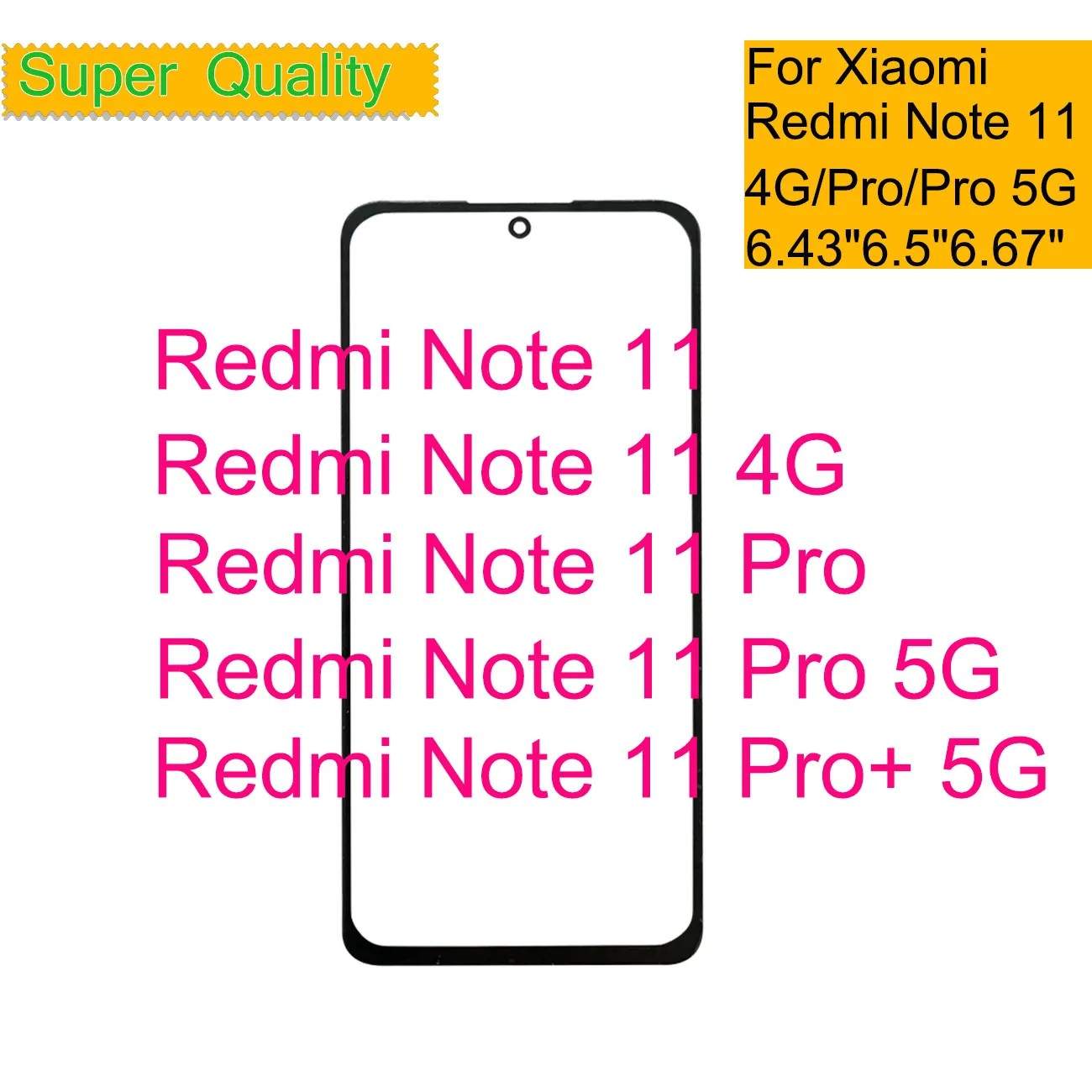 Tela Touch Xiaomi Redmi Note 11/Pro: Vidro Frontal + OCA