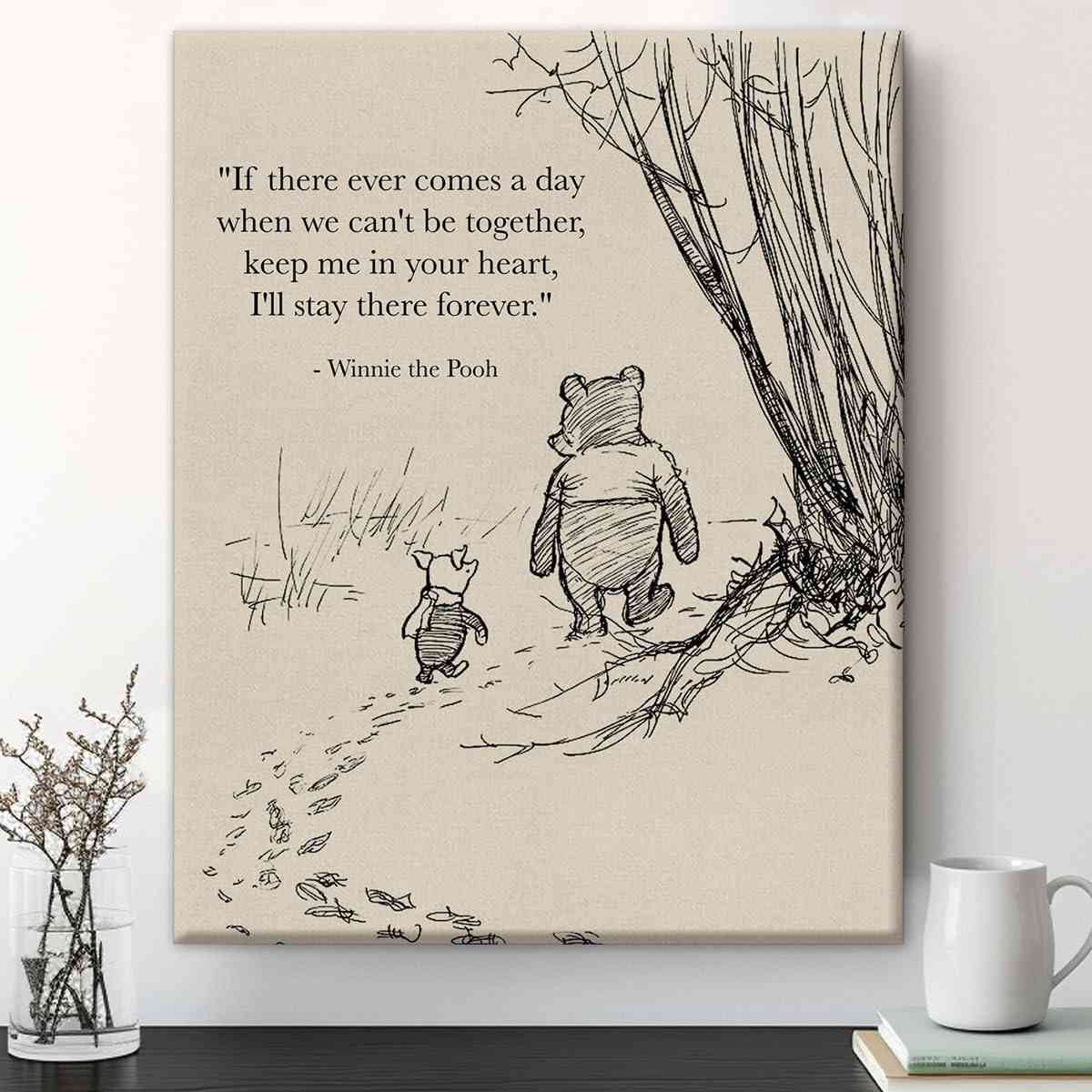 Arte de Parede Clássica com Citação do Urso Pooh - Pintura em Tela 20x25cm