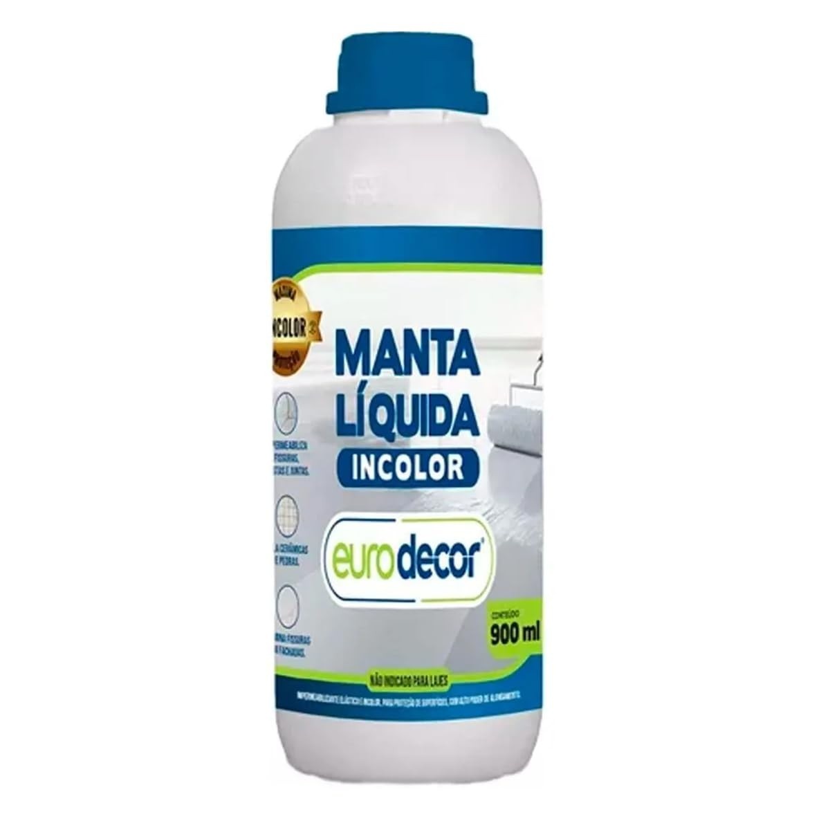 Manta Líquida Incolor Eurodecor 900ml - Impermeabilização Profissional para Telhados e Paredes