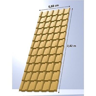 Telhas de PVC Plan 242x88cm Marfim – Kit com 5 Unidades