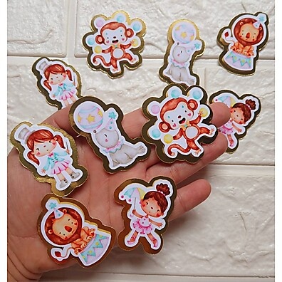 10 Apliques 3D Circo Rosa - Personalize seu tema