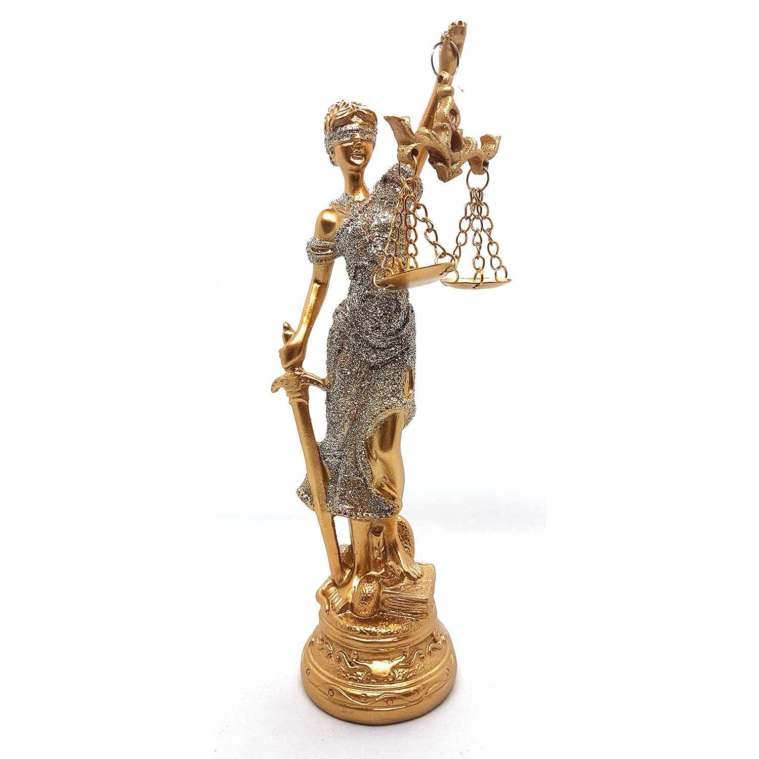 Estátua da Deusa Têmis - Símbolo da Justiça e Equilíbrio - 20cm Dourada