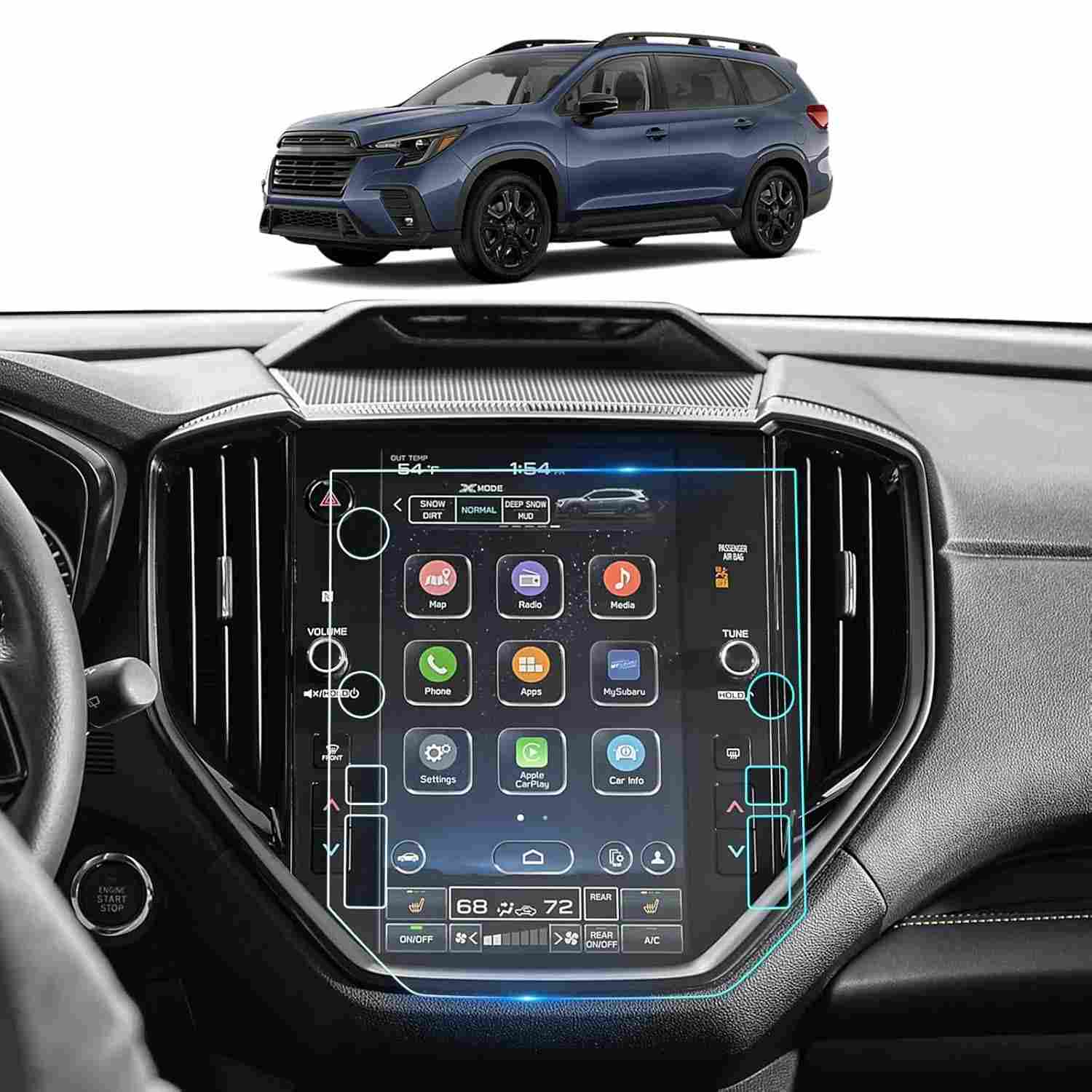 Protetor de Tela Antirreflexo Fosco Subaru Ascent 2023-2025 | Vidro Temperado 11.6" | Acessórios Ascent