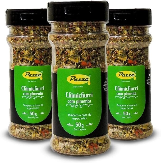 Kit 3 Tempero Chimichurri com pimenta Pazze 50g