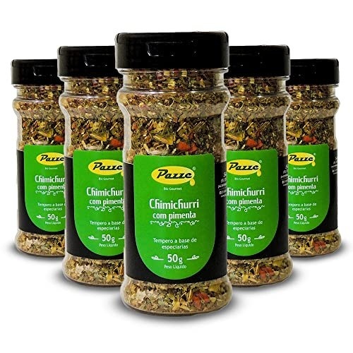Kit 5 Tempero Chimichurri com pimenta Pazze 50g