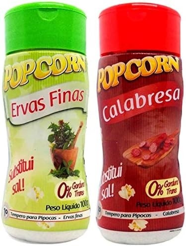 Temperos P/ Pipoca Popcorn Cx 12 Frascos. 6 Ervas Finas - 6 Calabresa