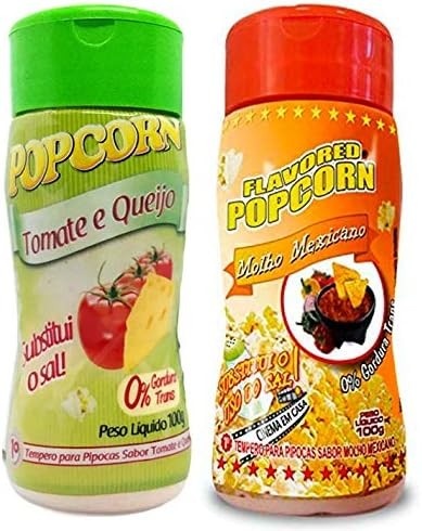 Temperos P/ Pipoca Popcorn Cx 12 Frascos. 6 Tomate e Queijo - 6 Molho Mexicano