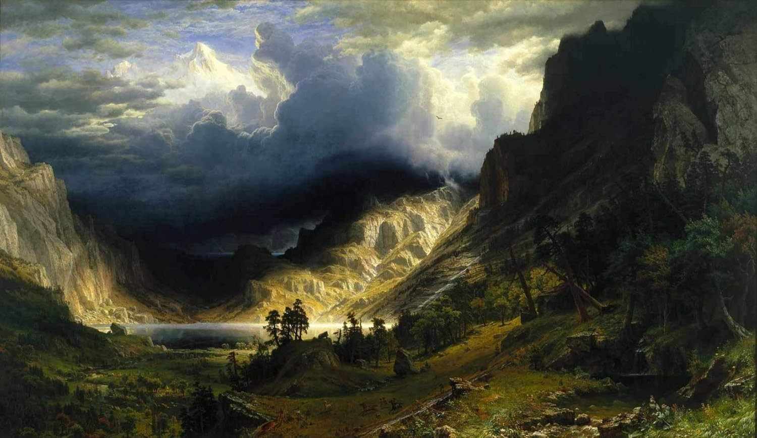 Tempestade nas Montanhas Rochosas - Reprodução em Canvas 50x86cm | Obra de Albert Bierstadt