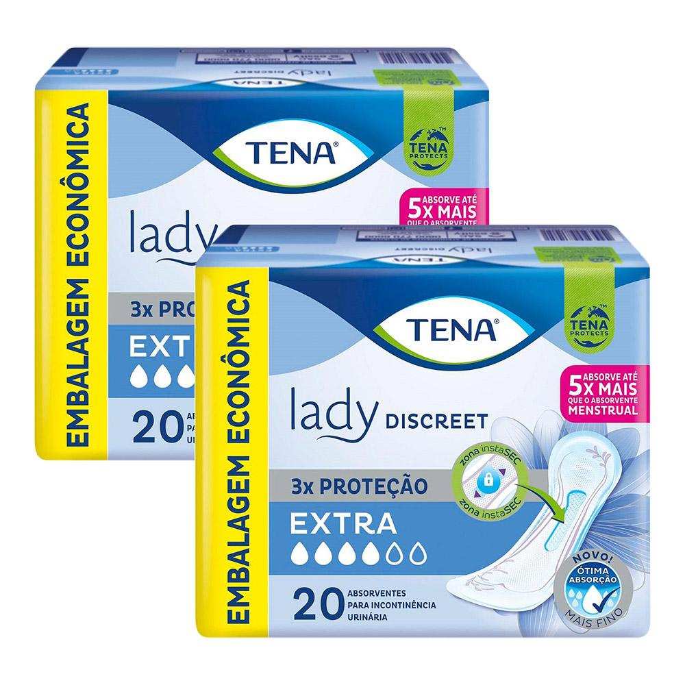Tena Lady Discreet Extra: Kit com 40 Absorventes