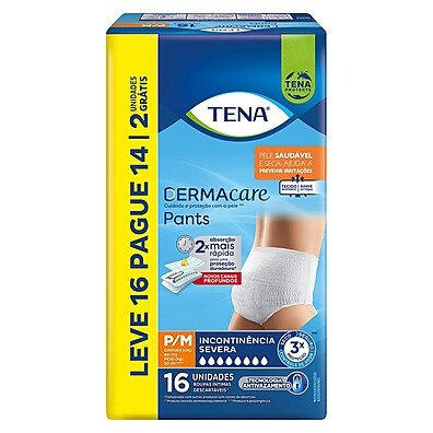 TENA Pants Dermacare P/M 16 Unidades - Conforto e Proteção