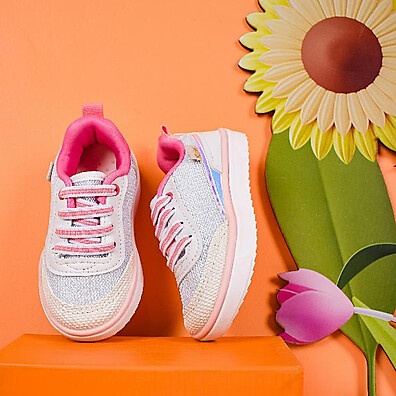 Tênis Casual Infantil Feminino Kidy Happy Branco Rosa