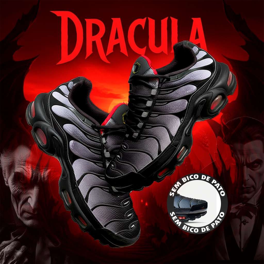 Tênis Dracula Preto/Vermelho/Prata: O Calçado Irreverente para Treino e Corrida