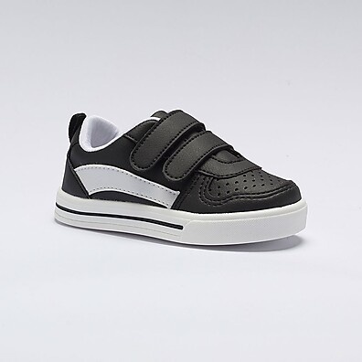 Tênis Infantil Unisex Preto com Listra Branca – Conforto e Estilo para Crianças