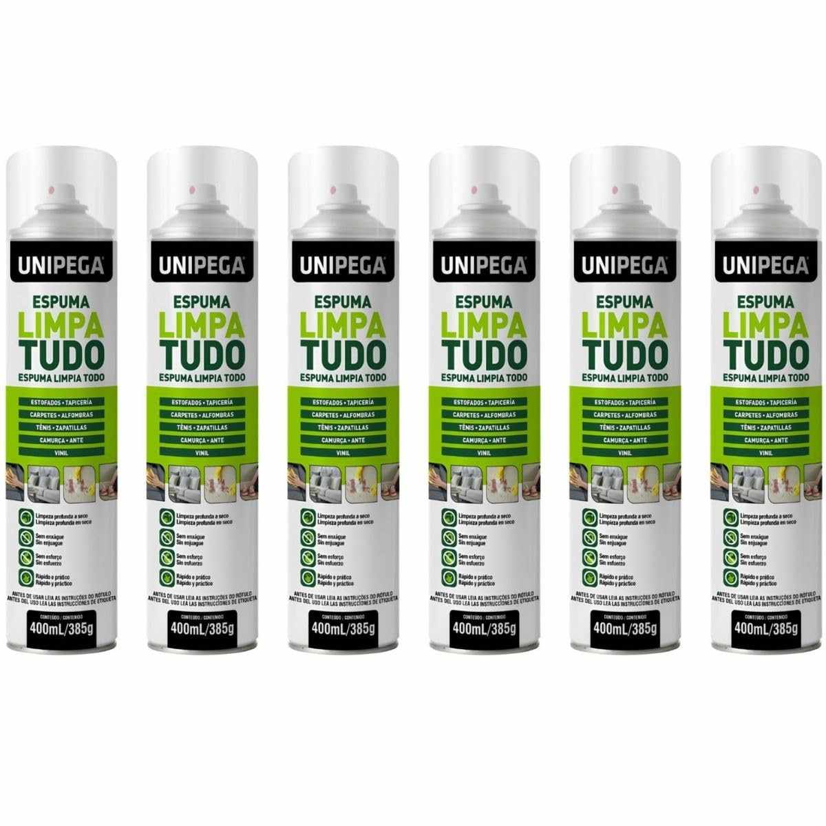 Kit 6 Espuma Mágica Limpa Tudo - Tênis, Sofá, Parede, Piso e Tapete 400ml