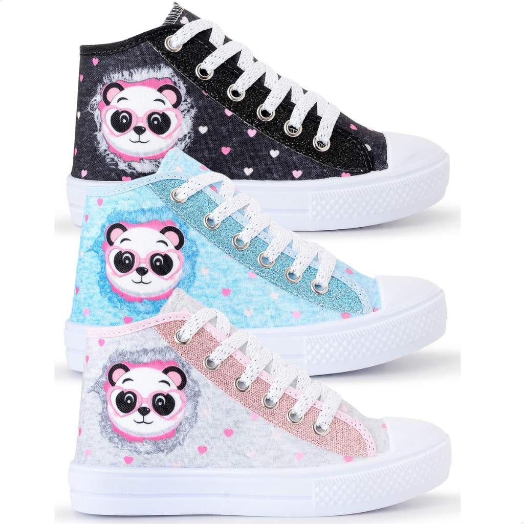 Tênis Panda Botinha Glitter: Kit 3 Pares!