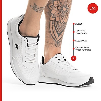 Tênis Polo Vili Madri Branco: Estilo e Conforto para o Dia a Dia