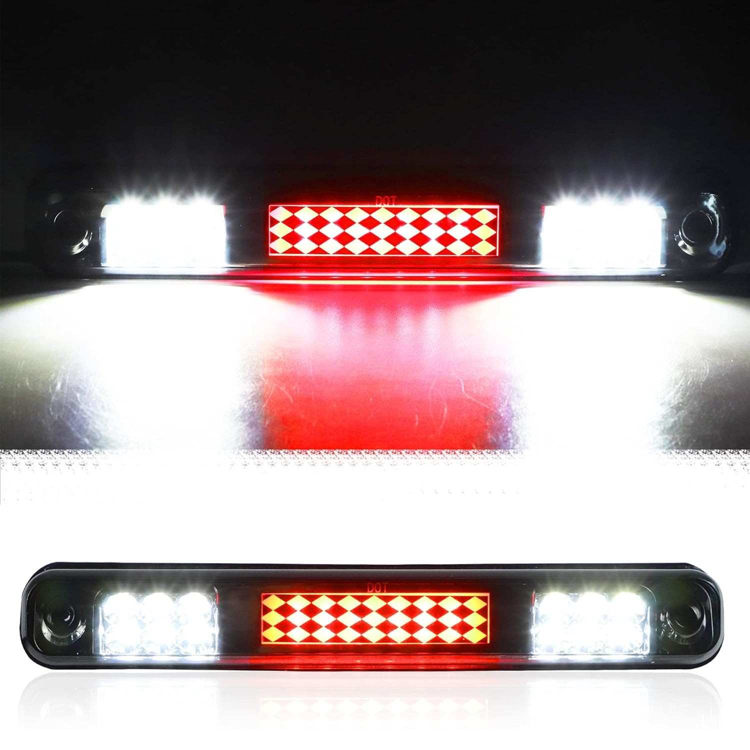 Terceira Luz de Freio LED Fumê Cromada para Chevy/GMC C/K 1500/2500 88-99 | Lâmpada de Carga Alta