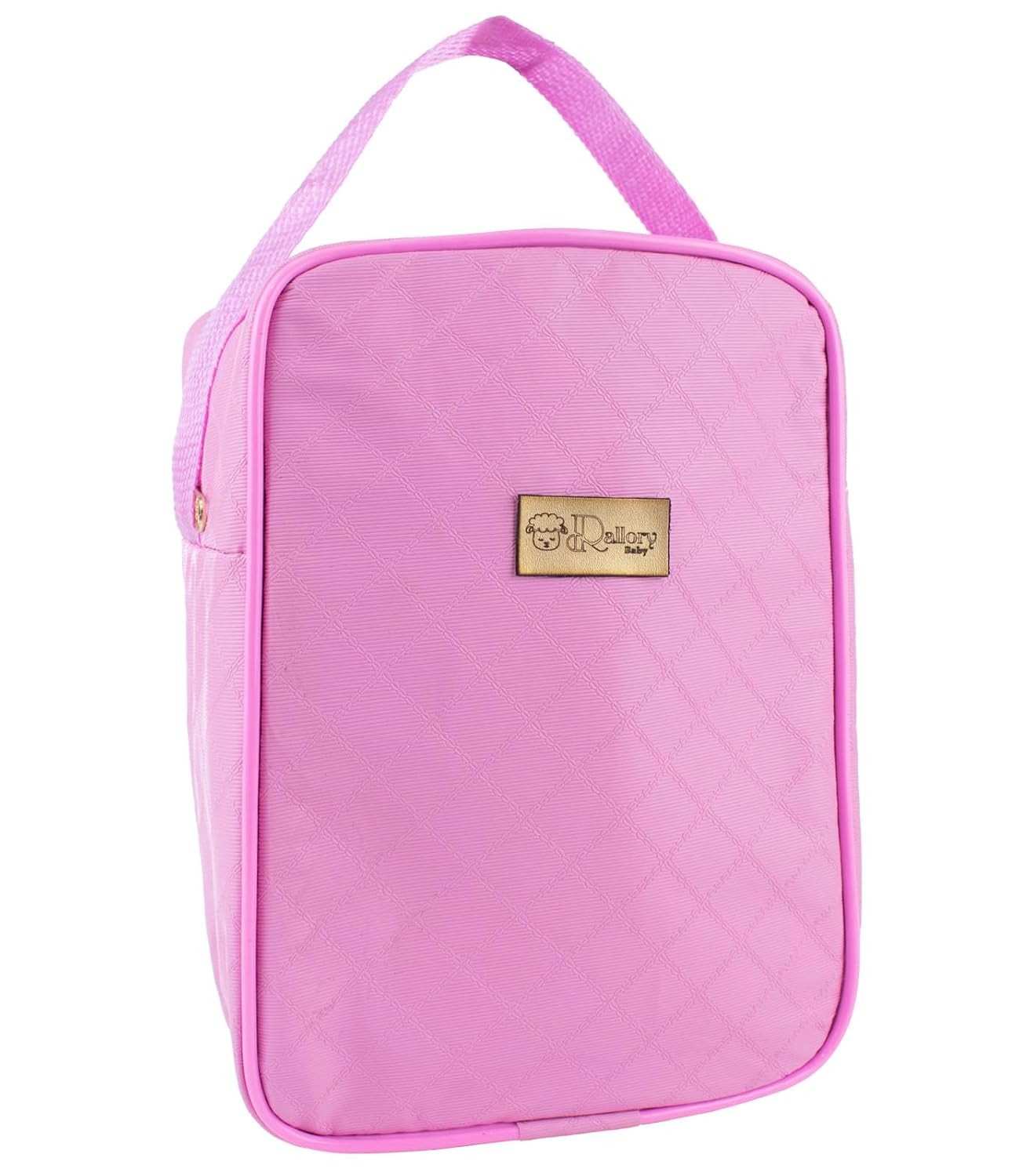 Bolsa Térmica Infantil Rosa Bebê - Porta Mamadeira e Marmita com Alça