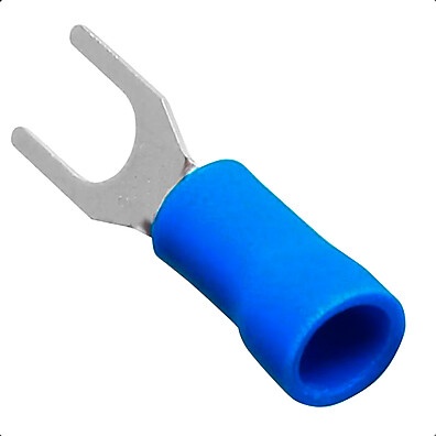 Terminais Elétricos: Kit 100 Forquilhas 2,5mm Azul