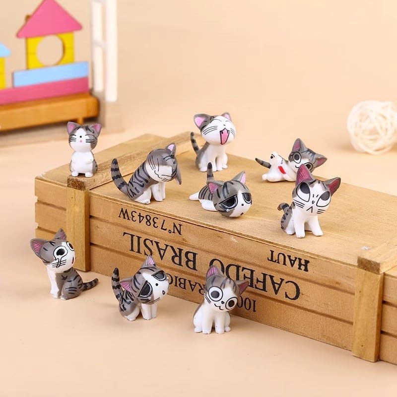 9 Estatuetas de Gato em Miniatura - Adornos Fofos para Artesanato, Terrário e Decoração