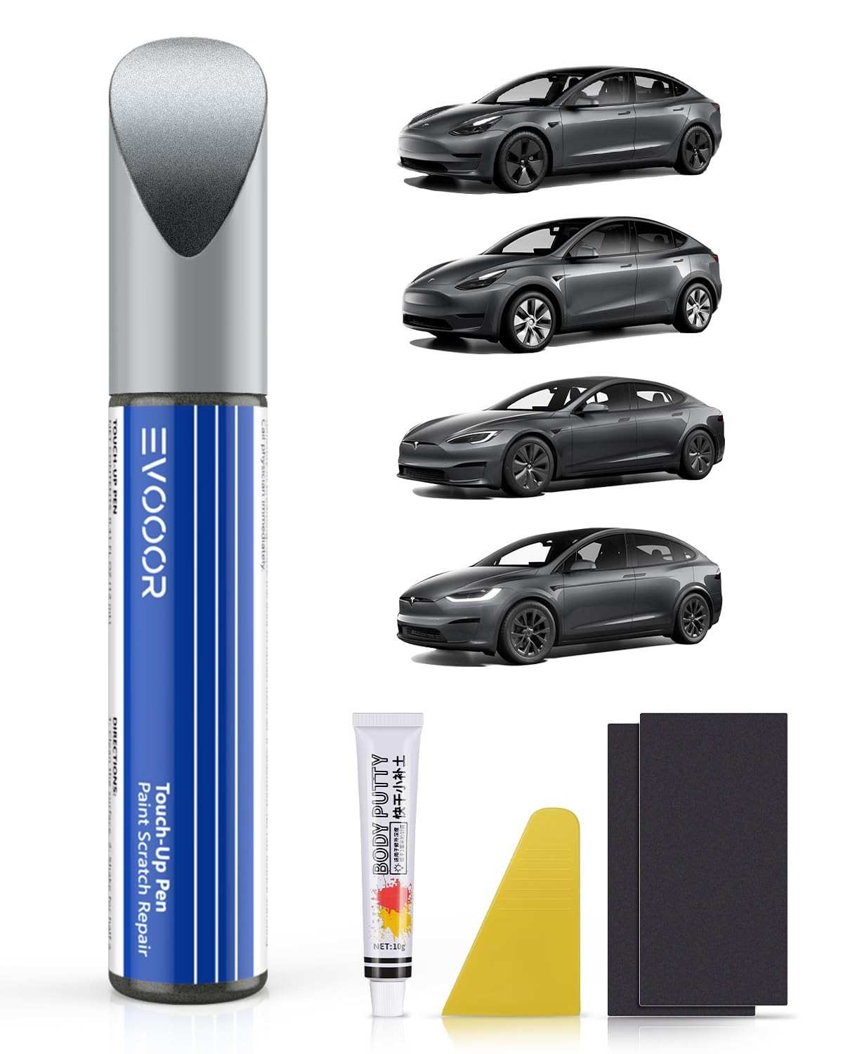 Midnight Silver Metallic Tinta de Retoque para Tesla - Kit DIY Curb Rash Repair