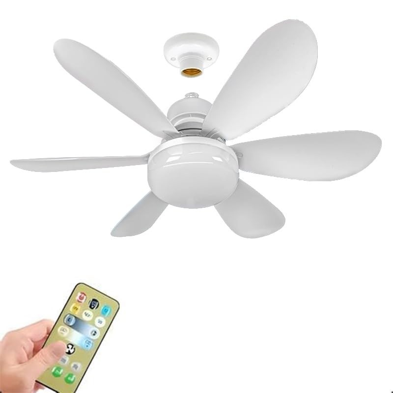 Ventilador de Teto com LED 40W e Controle Remoto - 6 Hélices Silencioso, Bivolt, Soquete E27